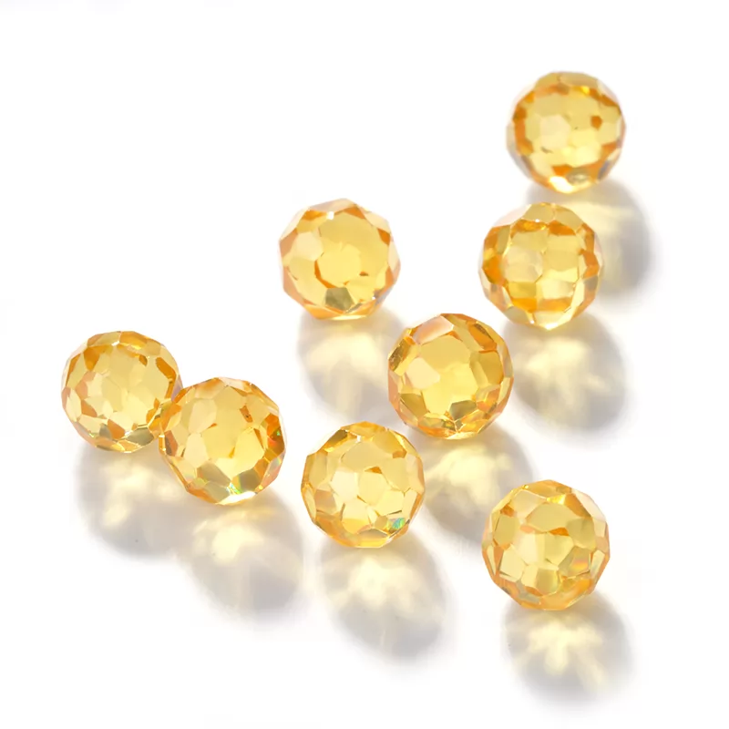 Light Yellow Round Faceted Bead Cubic Zirconia