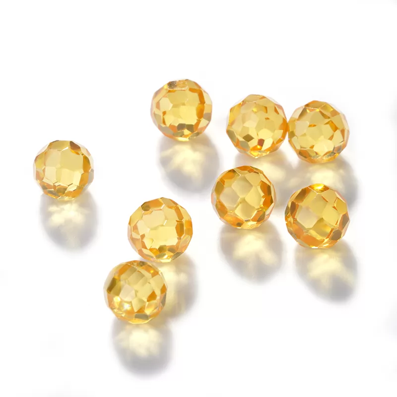 Light Yellow Round Faceted Bead Cubic Zirconia