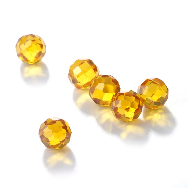 Dark Yellow Round Faceted Bead Cubic Zirconia