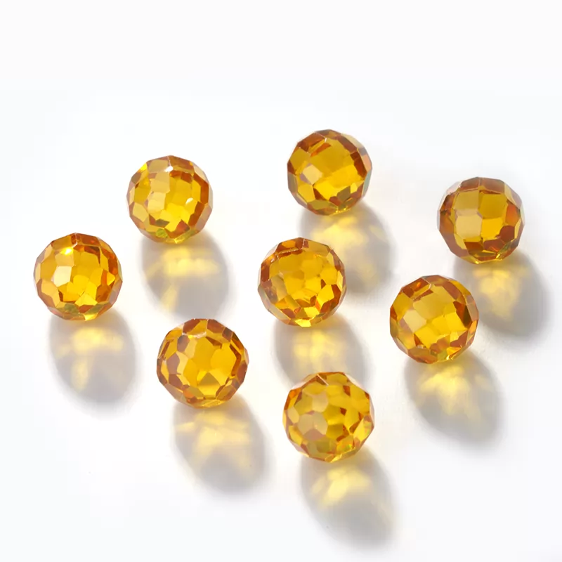 Dark Yellow Round Faceted Bead Cubic Zirconia