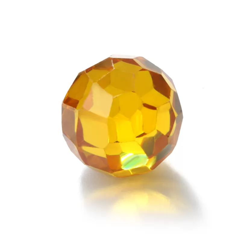 Dark Yellow Round Faceted Bead Cubic Zirconia