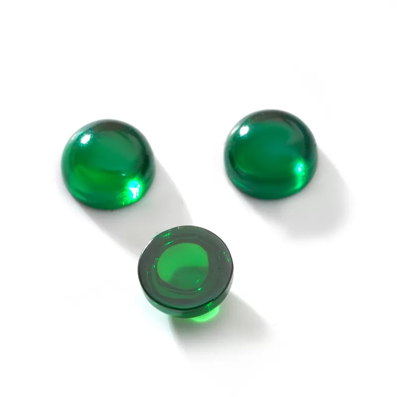 Green Color Flat Back Round Cabochon Cubic Zirconia