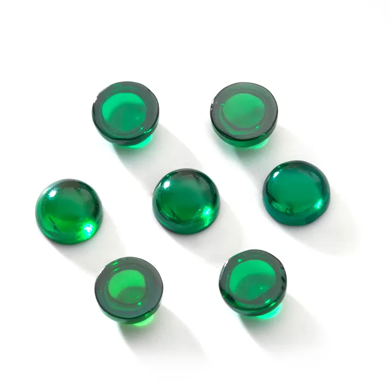 Green Color Flat Back Round Cabochon Cubic Zirconia