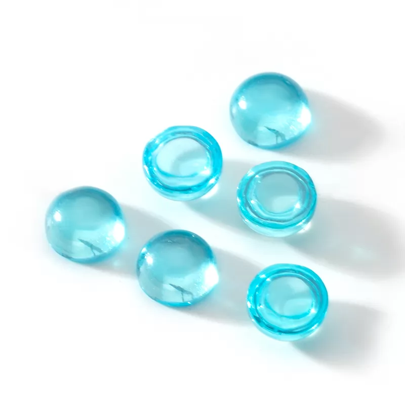 Light Aqua Color Flat Back Round Cabochon Cubic Zirconia