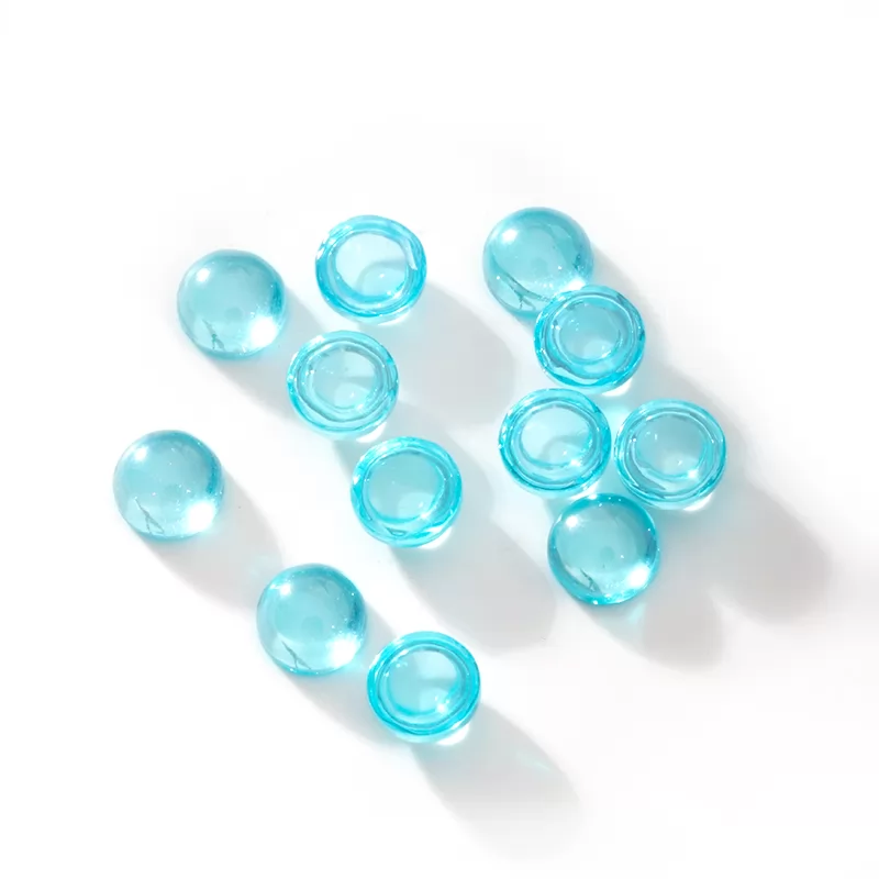 Light Aqua Color Flat Back Round Cabochon Cubic Zirconia