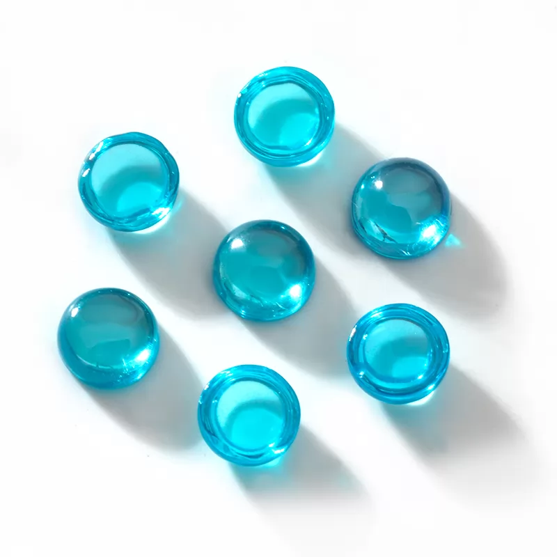 Mid Aqua Color Flat Back Round Cabochon Cubic Zirconia