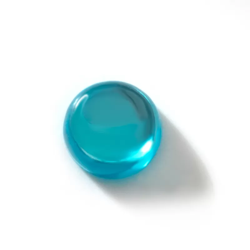 Mid Aqua Color Flat Back Round Cabochon Cubic Zirconia