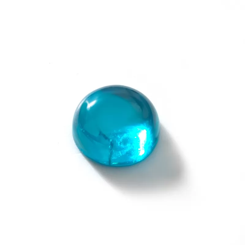 Dark Aqua Color Flat Back Round Cabochon Cubic Zirconia