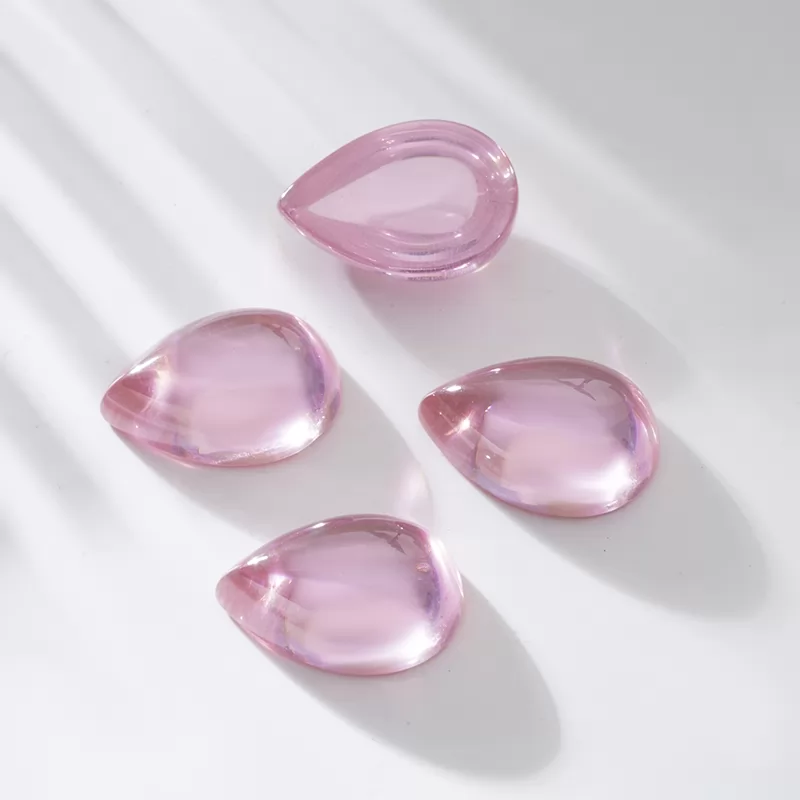 Pink Color Pear Shape Flat Back Cabochon Cubic Zirconia