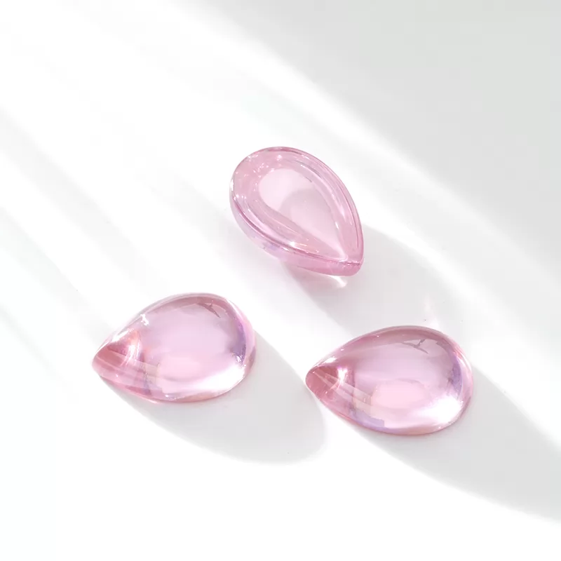 Pink Color Pear Shape Flat Back Cabochon Cubic Zirconia