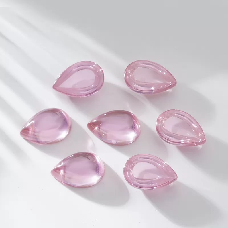 Pink Color Pear Shape Flat Back Cabochon Cubic Zirconia