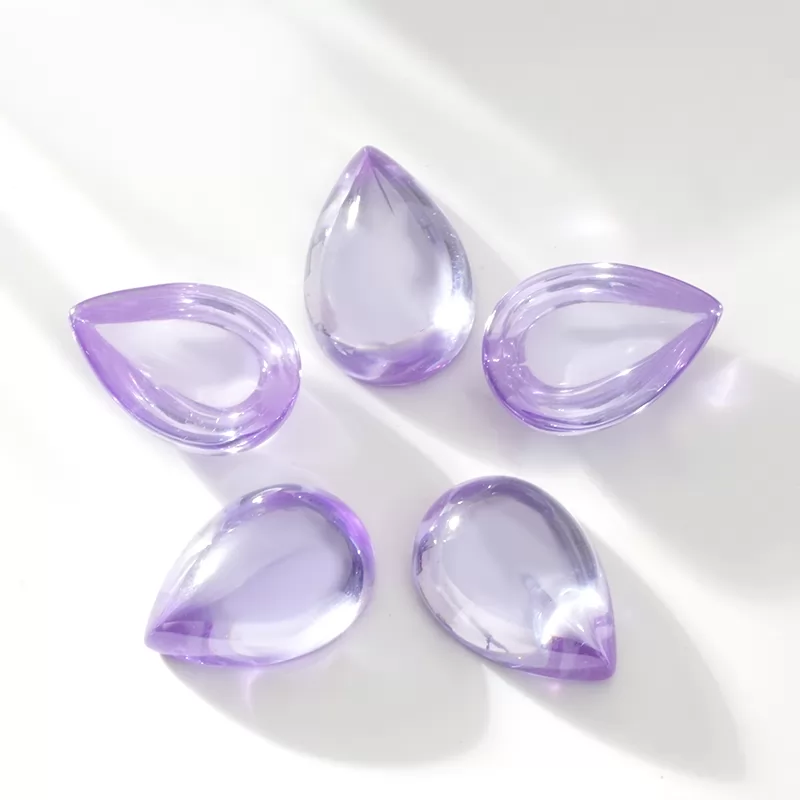 Lavender Color Pear Shape Flat Back Cabochon Cubic Zirconia