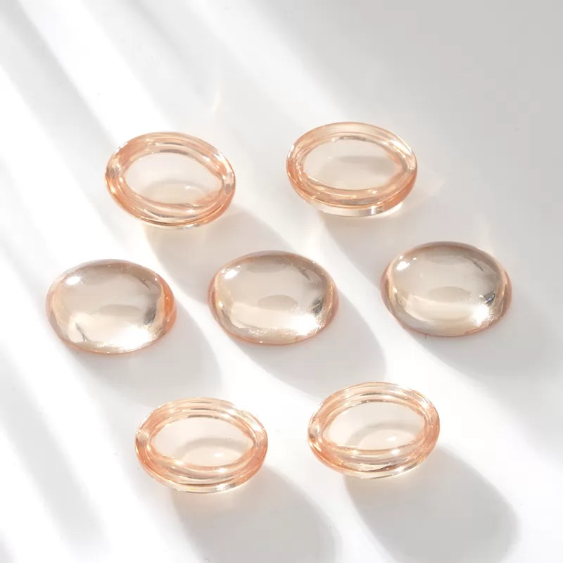 Champagne Flat Back Oval Cabochon Cubic Zirconia