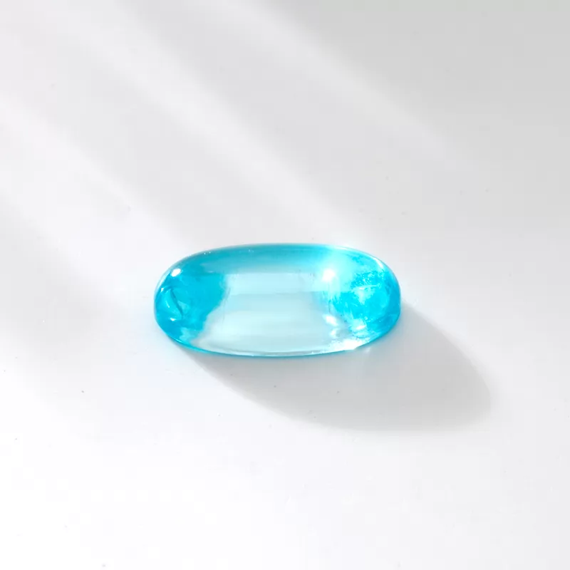 Aqua Blue Flat Back Oval Cabochon Cubic Zirconia