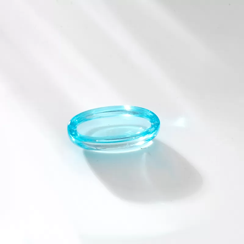 Aqua Blue Flat Back Oval Cabochon Cubic Zirconia