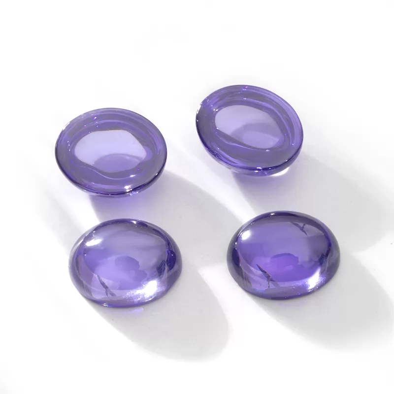 Violet Flat Back Oval Cabochon Cubic Zirconia