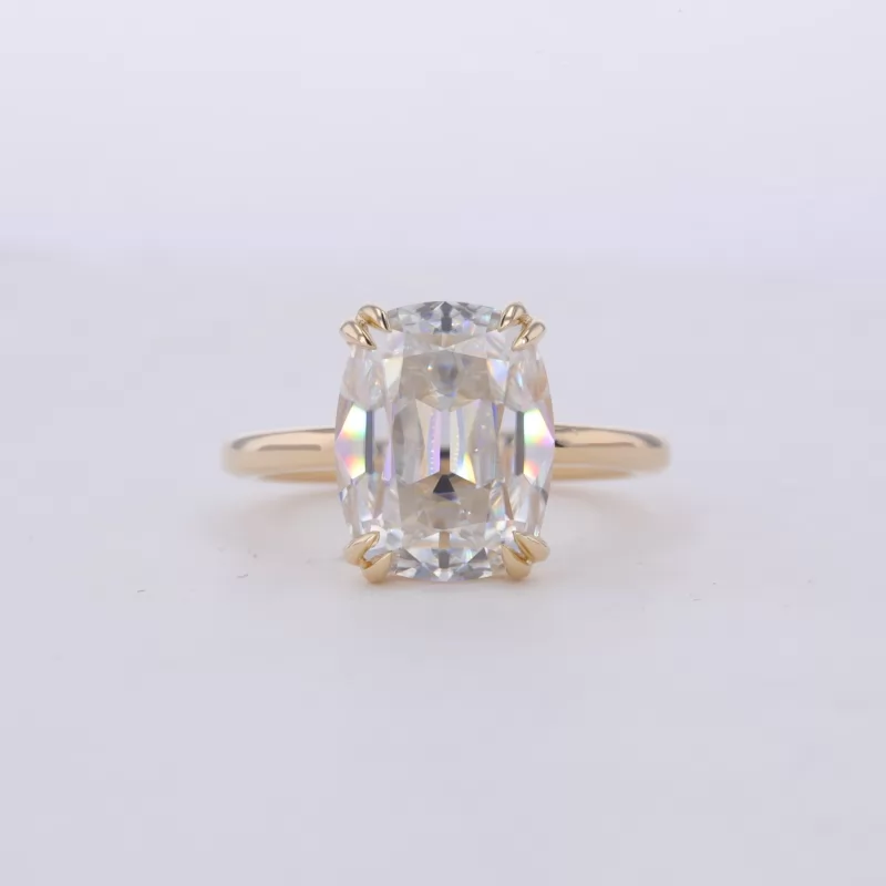 9×11.5mm Cushion Cut Moissanite 10K Yellow Gold Solitaire Engagement Ring