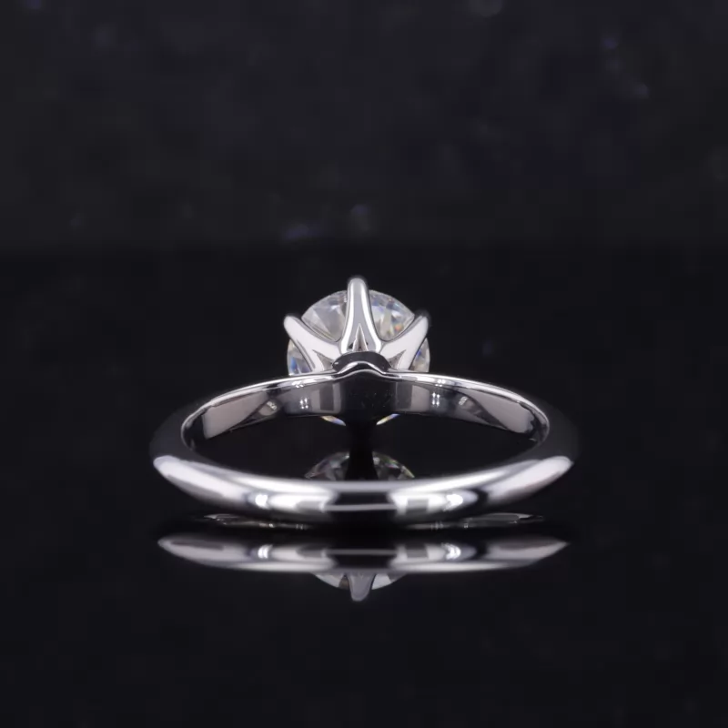 7mm Round Brilliant Cut Moissanite 10K White Gold Solitaire Engagement Ring