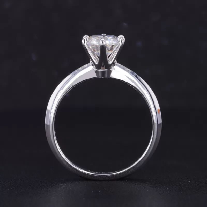 7mm Round Brilliant Cut Moissanite 10K White Gold Solitaire Engagement Ring