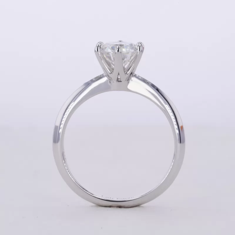 7mm Round Brilliant Cut Moissanite 10K White Gold Solitaire Engagement Ring