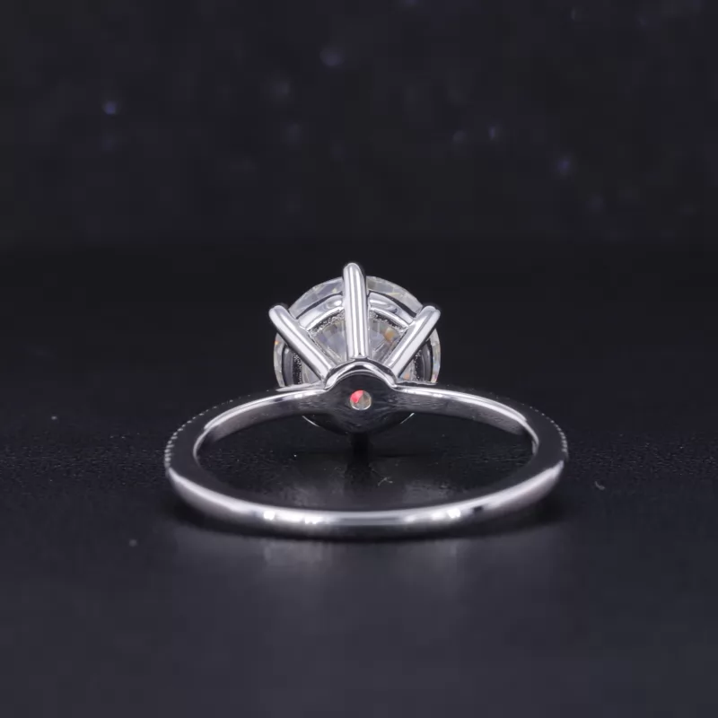 9mm Round Brilliant Cut Moissanite S925 Sterling Silver Pave Engagement Ring