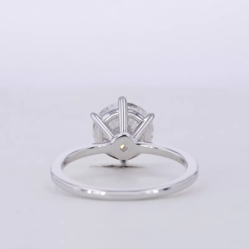 9mm Round Brilliant Cut Moissanite S925 Sterling Silver Pave Engagement Ring