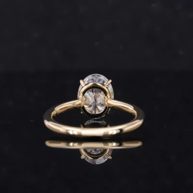 7×9mm Oval Cut Moissanite 18K Yellow Gold Solitaire Engagement Ring