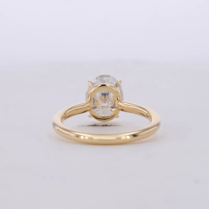 7×9mm Oval Cut Moissanite 18K Yellow Gold Solitaire Engagement Ring