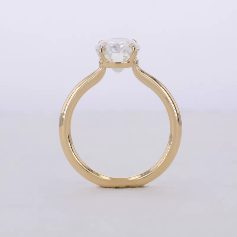 7×9mm Oval Cut Moissanite 18K Yellow Gold Solitaire Engagement Ring