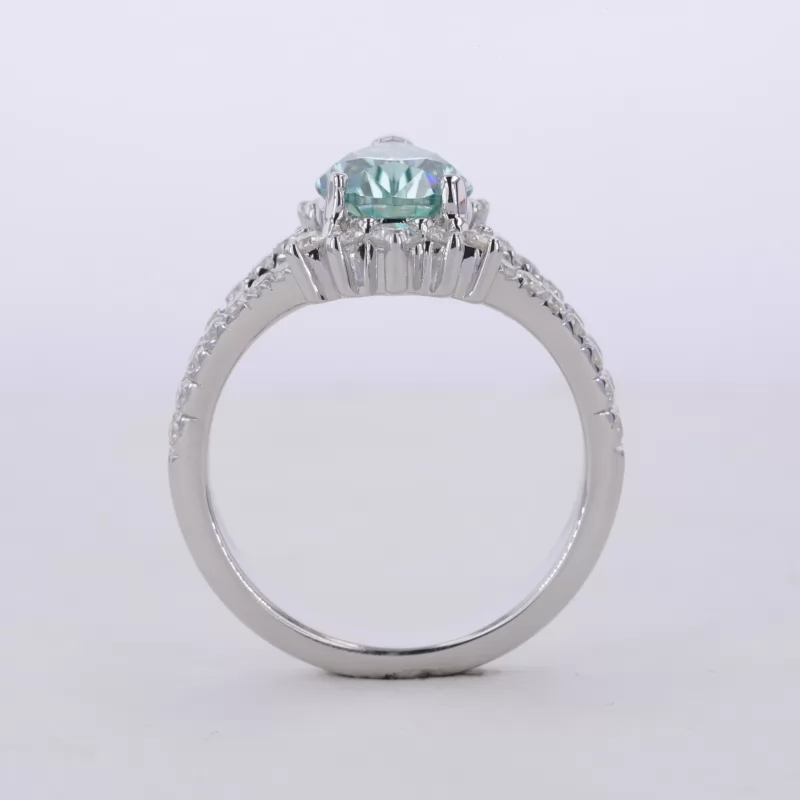 7×10mm Pear Cut Lab Grown Paraiba Sapphire S925 Sterling Silver Vintage Engagement Ring