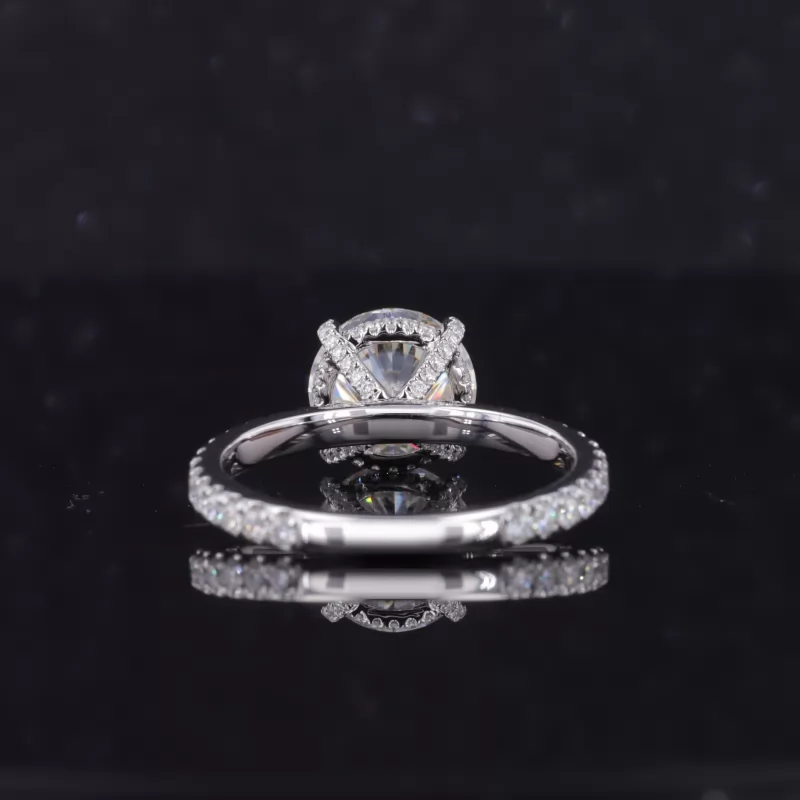 8.5mm Round Brilliant Cut Moissanite 14K White Gold Pave Engagement Ring