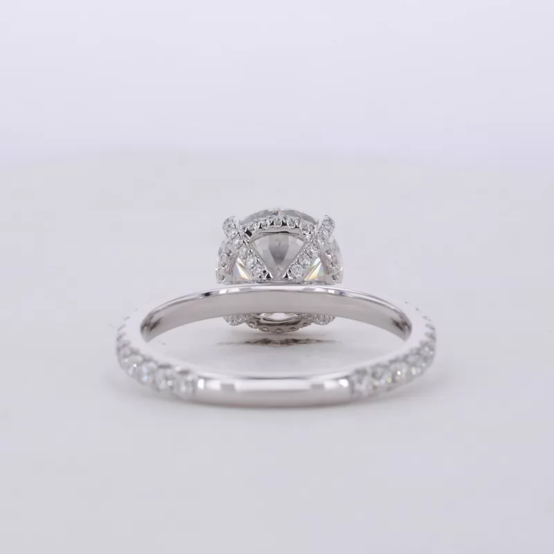 8.5mm Round Brilliant Cut Moissanite 14K White Gold Pave Engagement Ring