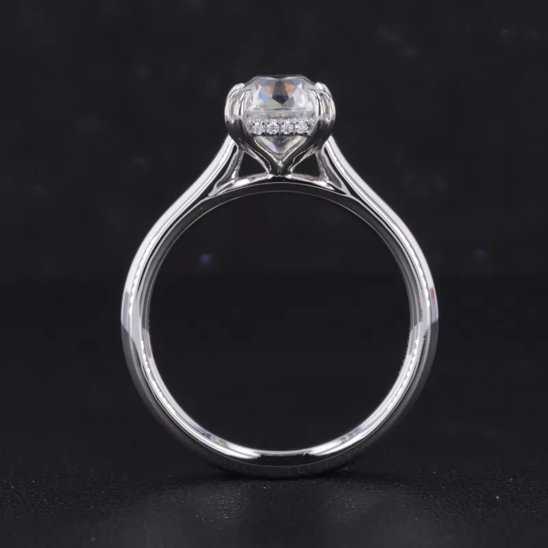 7×8mm Cushion Cut Moissanite PT950 Solitaire Engagement Ring