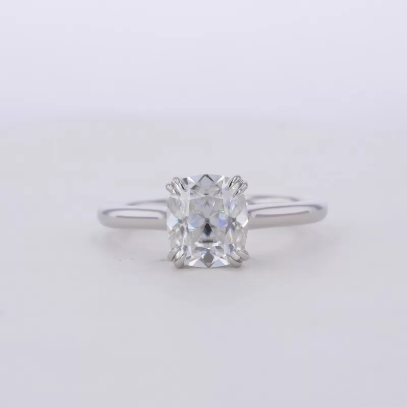 7×8mm Cushion Cut Moissanite PT950 Solitaire Engagement Ring