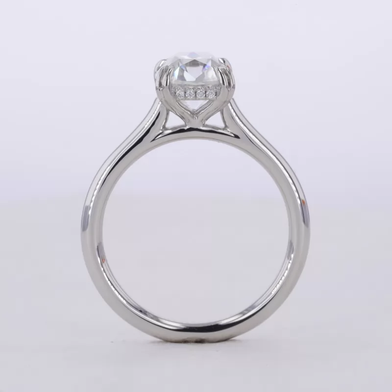 7×8mm Cushion Cut Moissanite PT950 Solitaire Engagement Ring