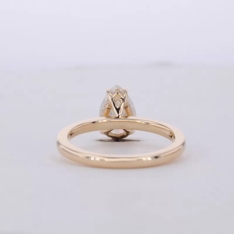 6×9mm Pear Cut Moissanite 14K Yellow Gold Solitaire Engagement Ring