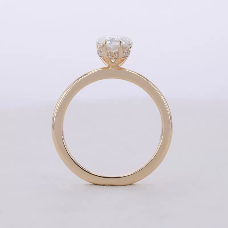 6×9mm Pear Cut Moissanite 14K Yellow Gold Solitaire Engagement Ring