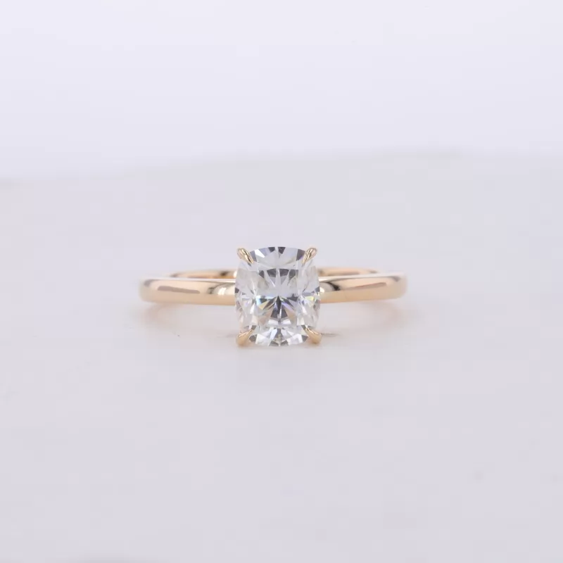 6×7mm Cushion Cut Moissanite 14K Yellow Gold Solitaire Engagement Ring