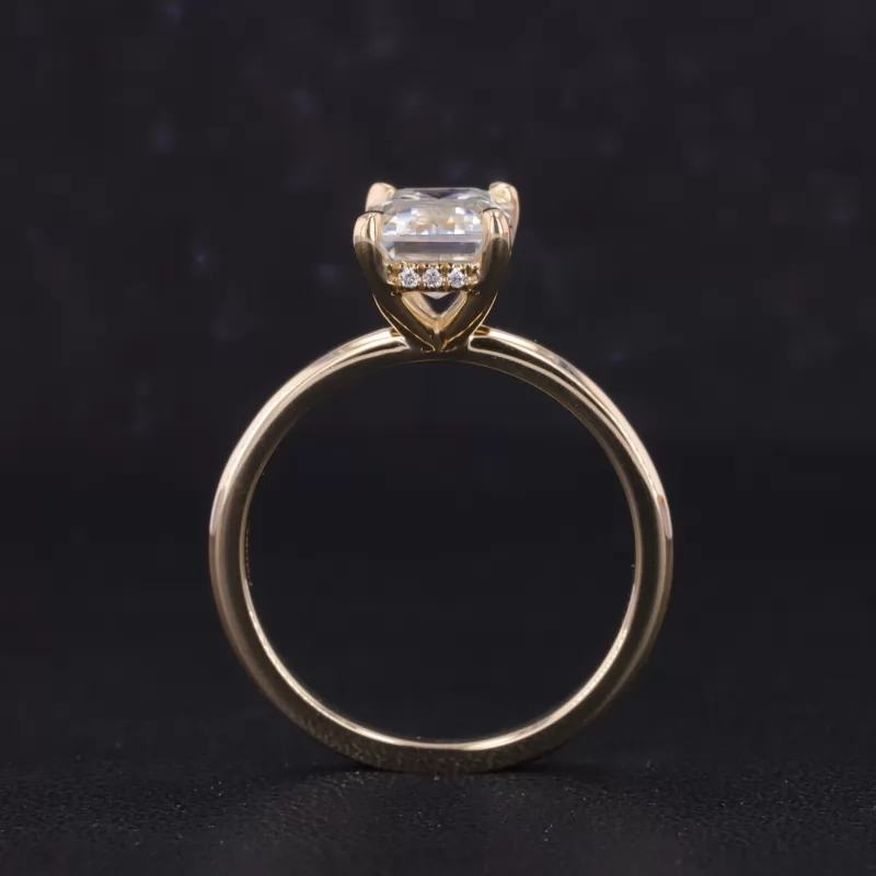 6×8mm Octagon Emerald Cut Moissanite 14K Yellow Gold Solitaire Engagement Ring