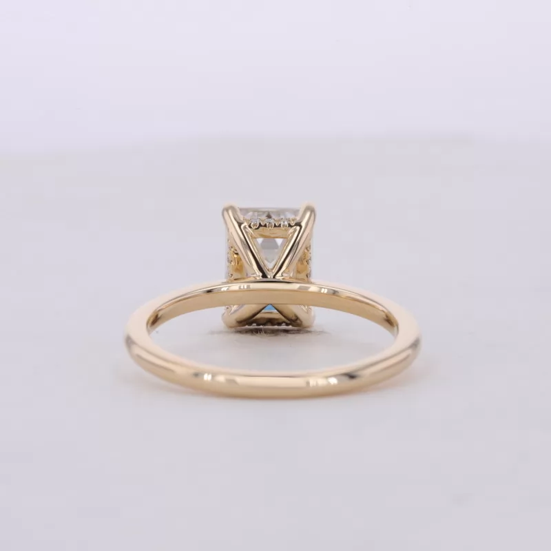 6×8mm Octagon Emerald Cut Moissanite 14K Yellow Gold Solitaire Engagement Ring