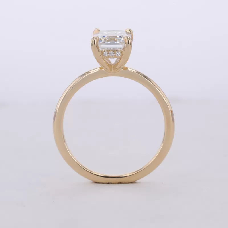 6×8mm Octagon Emerald Cut Moissanite 14K Yellow Gold Solitaire Engagement Ring