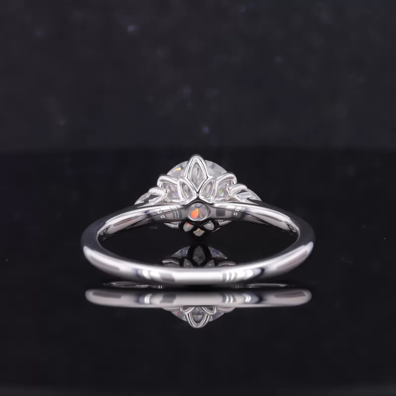 8.5mm Round Brilliant Cut Moissanite S925 Sterling Silver Three Stone Engagement Ring