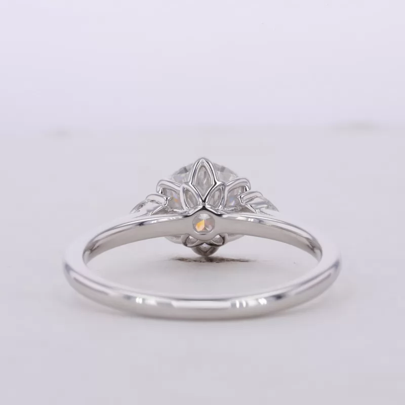 8.5mm Round Brilliant Cut Moissanite S925 Sterling Silver Three Stone Engagement Ring