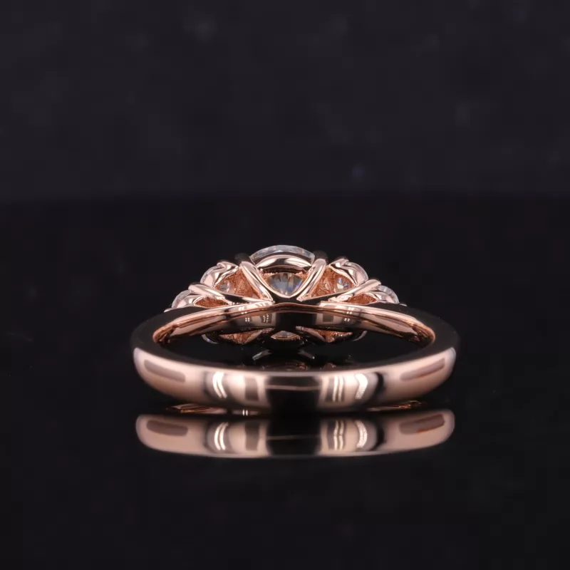 7mm Round Brilliant Cut Moissanite With Side Moissanite 14K Rose Gold Engagement Ring