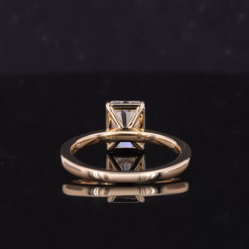 6×8mm Radiant Cut Moissanite 14K Yellow Gold Solitaire Engagement Ring