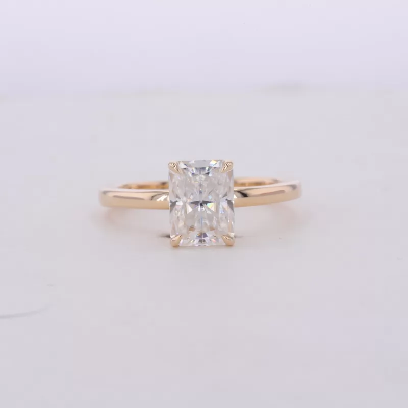 6×8mm Radiant Cut Moissanite 14K Yellow Gold Solitaire Engagement Ring