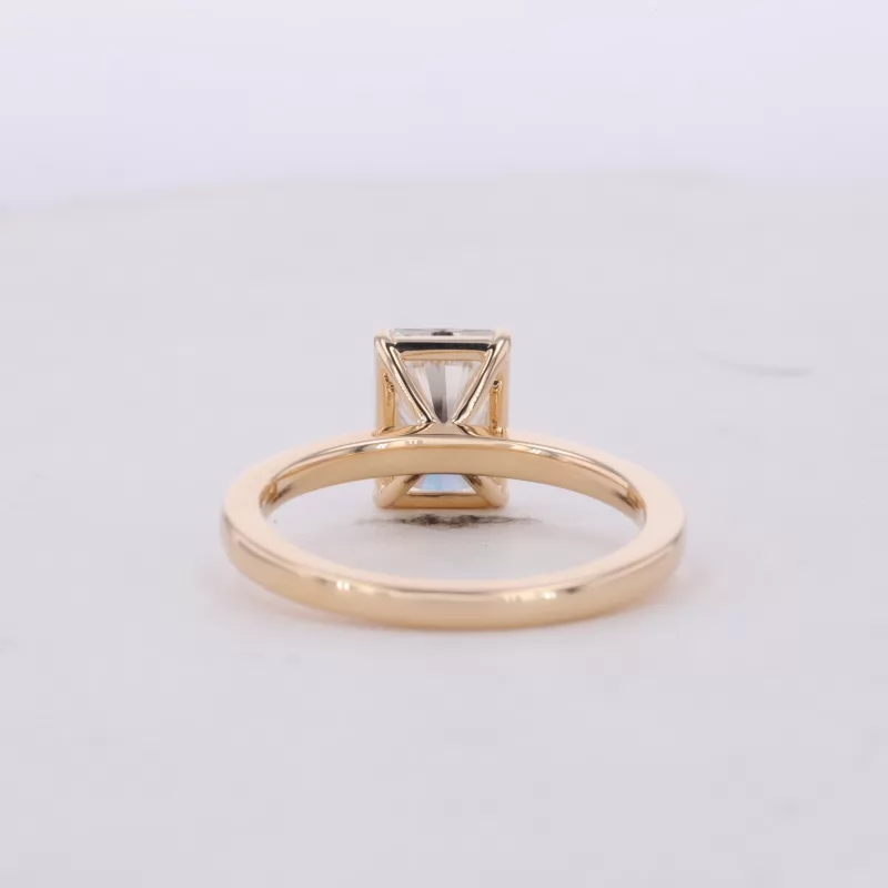 6×8mm Radiant Cut Moissanite 14K Yellow Gold Solitaire Engagement Ring