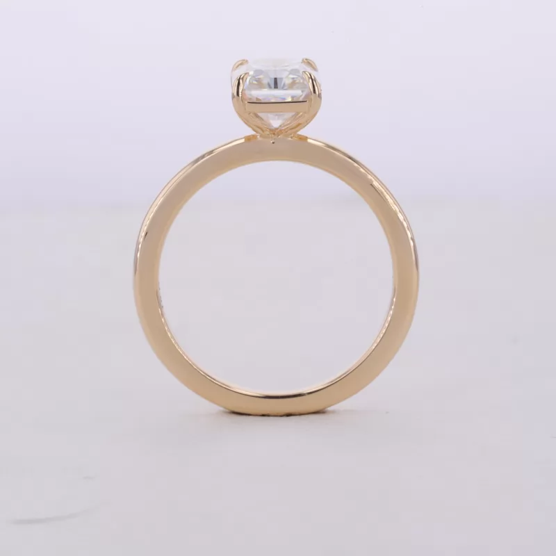 6×8mm Radiant Cut Moissanite 14K Yellow Gold Solitaire Engagement Ring