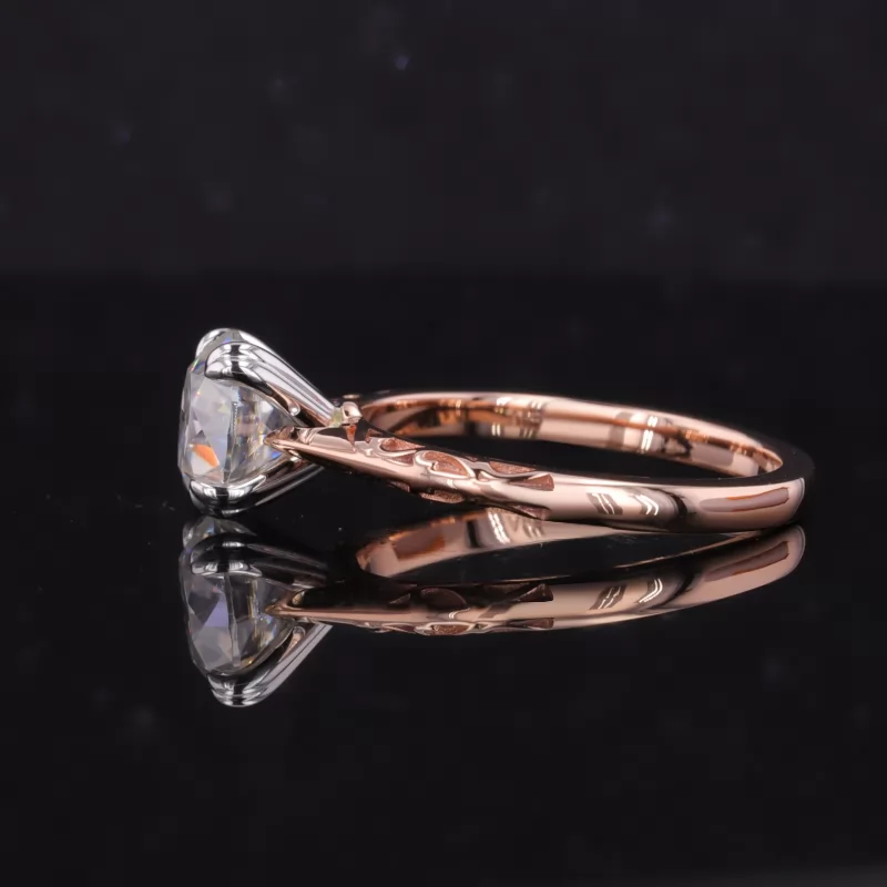 8mm Round Brilliant Cut Moissanite 14K Rose Gold Solitaire Engagement Ring