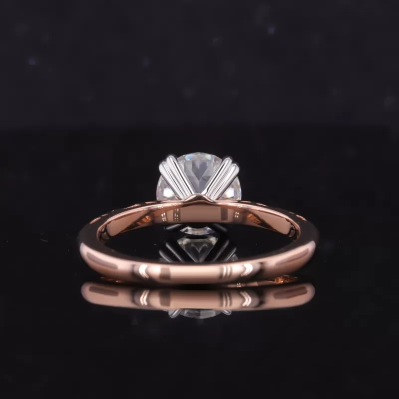 8mm Round Brilliant Cut Moissanite 14K Rose Gold Solitaire Engagement Ring